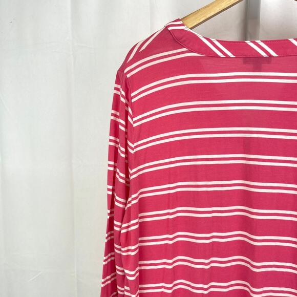 TALBOTS Striped 3/4 Sleeve Tunic Top Pullover Rayon Tencel Pink White 1X Plus - Picture 6 of 10